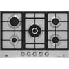 Beko Piano Cottura a Gas 5 Fuochi (1 Wok) 75 cm colore Acciaio - HIAW 75226 SXE