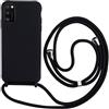 Keteen Cover per Samsung Galaxy A41 con Collana Custodia con Cordino TPU Corda Silicone Bumper Regolabile Staccabile Shock Absorption Antiscivolo Protettiva Custodia per Samsung A41, Nero