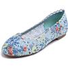 Feversole Round Toe Lace Ballet Crochet Flats,Scarpe comode e Traspiranti da Donna all'Uncinetto Fiore Blu 40 EU