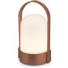 BRILONER - Lampada da tavolo LED senza fili IP44, touch, dimmerabile, batteria sostituibile, lampada da comodino, lettura, LED, campeggio, lampada a batteria, 9x8x15,5 cm, marrone metallico