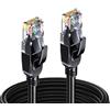 Elfcam - 10 Metri Cavo Ethernet Cat 7, Rotondo RJ45 Cavo di Rete LAN, Ad Alta Velocità Cavo Dati Internet, 6mm Diametro del Cavo 100% Rame, STP, 28 AWG, Nero, 10m