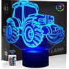 Comiwe Tractor 3D Illusion Luce Notturna Giocattoli 16 Colori Cambiano Smart Touch & Telecomando,Decorazione per la Casa Lampada da Comodino LED Lampada da Scrivania,Regalo di Natale per Ragazzi,Bambini