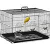 PawHut Gabbia per Uccelli con 2 Posatoi e 3 Ingressi, Voliera Gabbietta per Uccellini con Vassoio e 2 contenitori per cibo, in Filo Metallico e Plastica, 60x41x41 cm, Nero