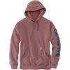 CARHARTT FELPA LOOSE FIT SLEEVE LOGO HOOD APPLE HEATHER