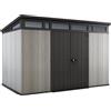 Keter Casetta da Giardino Artisan 11x7, Effetto legno spazzolato, Grigio, 7,4 m², 342x218x226H cm