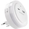 EMOS Luce notturna a LED per presa con uscita USB-C e USB-A, 5,0 V/3,4 A, interruttore e sensore crepuscolare, luce di orientamento per cameretta dei bambini, scale, camera da letto, cucina,