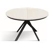 KONTE.DESIGN Tavolo rotondo PANTELLERIA in legno effetto bianco frassinato con gambe incrociate in metallo antracite, allungabile ⌀120 cm - ⌀170 cm
