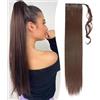 Benehair Posticci per Capelli Extension 81cm Coda Capelli Extension Lungo Rettilineo Coda Finta Capelli Sintetici Extension Coda Capelli Extensions per Donna Marrone