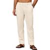 COOFANDY Pantaloni Uomo Lino Cotone Estivi Casual Leggeri Traspiranti Pantaloni da Spiaggia Vacanza con Elastico in Vita Tinta Unita Pantaloni Lunghi Vintage Beige 3XL
