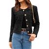GRACE KARIN Giacca Corta Leggera da Donna Giacca Blazer da Lavoro Giacca da Ufficio Trench da Donna Cappotto Doppiopetto Nero XL
