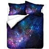 Sticker Superb. Pianeta Galassia Viola Set Biancheria da Letto Ragazzo Ragazza Universo Turbinio Sfondo Nero Cielo Stellato Stella Blu Arancio Rosso Copripiumino e Federa 50x75 cm (Nero Viola, 200 x 200 cm)