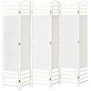 HOMCOM Paravento interno pieghevole 6 pannelli pieghevoli 242L x 170H cm Divisorio per ambienti Legno di pioppo Bambù Fibre di carta intrecciate Bianco Paglia