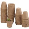 Relaxdays Vasetti Biodegradabili per Piantine, Set da 80, Semenzaio da Torba, Rotondi, in Cellulosa, D: 6 cm, Beige