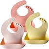 Moonkie Bavaglino Silicone, Bavaglini Impermeabili Neonato, Bavette senza BPA, Morbide, Regolabili, Bavaglino Silicone con Tasca per Bambini(3PCS)