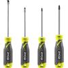 RYOBI RHSDS4PC - Set di 4 Cacciaviti - Giraviti Magnetici PH1, PH2, SL4, SL5