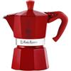 Bialetti Mokina Rossa, Moka Express Mezza Tazza, Collezione Wonderland - Caffettiera ½ Caffè Manico Rosso
