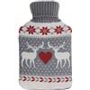 Blendend Borsa dell'acqua calda Mimo da 1,7 l, con fodera grigia e rossa di renna. Dimensioni: 20 x 32 x 4 cm. Flessibile, morbido al tatto, ideale per rilassarsi e affrontare il freddo.
