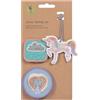 Lässig Set di ciondoli e toppe (3 pezzi) con chiusura a scatto/School Patches Set Unicorn glitter
