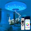DIKHEE Plafoniera a LED Ø30 cm lampada da soffitto 36 W con altoparlante Bluetooth, telecomando e controllo app, plafoniera dimmerabile di RGB retrolight, bagno, camera, cucina, camera dei bambini