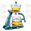 RORA Set da tè in vetro Kungfu resistente al calore con riscaldatore magnetico per divaricazione dell'acqua rotante, teiera in vetro pigro semiautomatica per cervi (teiera con 6 tazze)