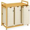 ADEL DREAM AdelDream Cesto portabiancheria,150l, 3 scomparti, con ripiani, in bambù | Portabiancheria a 3 scomparti 3 x 50l, estensibile e rimovibile,oltre 45 kg,Beige