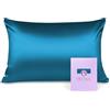 OLESILK Federa 100% seta, per la cura dei capelli e della pelle, con chiusura lampo, 16 momme, 1 pezzo, blu pavone, 50 x 70 cm