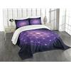 ABAKUHAUS Blu scuro Set Copriletto Trapuntato, Fiore della Vita Stelle, Decorativo, 3 Pezzi con 2 Federe Cuscini, 220 x 220 cm, Blu Scuro Rosa Viola