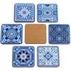 PracticDomus Set di 6 Sottobicchieri Giordano di Ponzano® per Bicchieri, Tazze, Fiori o Candele sul Tavolo con Base in Sughero. Quadrato 10 cm. Edizione (Arabesque)