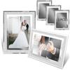 AZKEEGREY Set di 3 cornici in vetro 15 x 20 cm, argento glitterato, cornice portafoto per bambini, foto di famiglia, foto di matrimonio