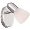 Eglo Lampada da parete Dakar 1, applique per interni, spot da parete in acciaio argento, vetro opalino con tecnica di sfumatura, bianco, attacco E14