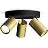 Philips Lighting Philips Idris spot a 3 teste su piastra rotonda, lampada GU10 non inclusa, ottone, IP44, resistente all'acqua