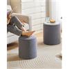 IBUYKE Vanity Sgabello per Trucco, Set di 2 Ottoni Rotondi con Stoccaggio, Tavolino moderno imbottito Seat, Sgabello multiuso poggiapiedi per Soggiorno,Pelle di particelle bianco WBD015G