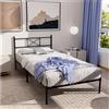 Dreamzie Struttura Letti Singoli 90x200 cm - Letto con Testiera 90x200 cm - Rete Singolo in Metallo con Testiera - Altezza 35 cm - Montaggio Facile e Spazio Extra Sotto
