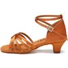 HROYL Scarpe da Ballo Latino Americano Ragazza Scarpe da Ballo Salsa Bambina con Tacco 4cm Modello-XGG Marrone 33.5 EU