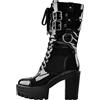 MissHeel Stivaletti con tacco a blocco, stile punk, nero, EU 43, Nero , 43 EU