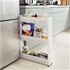 POPSPARKk - Carrello da cucina a 3 ripiani, colore: Bianco su ruote