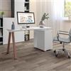 DEGHI Scrivania 140x60 cm in legno bianco e gambe in metallo terracotta con cassettiera e passacavi - Burlar