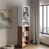 DEGHI Libreria modulare 49x197h cm bianco ed effetto ciliegio con 7 ripiani regolabili - Modar