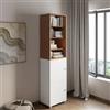 DEGHI Libreria modulare 49x197h cm effetto ciliegio con 2 ante bianche - Modar