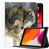 YENDOSTEEN Custodia Compatibile con Cover iPad 9 8 7 Generazione (10.2 Pollici,2021/2020/2019 Modello),Animali Lupo felice 02 Cover con Auto Svegliati/Sonno