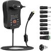 CHUNCAIL Alimentatore universale regolabile, 3 V-12 V, 1 A, 12 W, 8 adattatori
