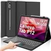 IVEOPPE Tastiera per Lenovo Tab P12 12.7 2023 con Touchpad, Custodia Cover Tastiera Trackpad Layout Italiano Rimovibile Retroilluminata Bluetooth per Lenovo Tab P12 12.7 Pollici 2023 TB370FU, Nero