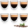 aquota Bicchierini Caffè Vetro 6 Pcs - Tazzine Caffe Vetro 80ml Bicchierini Caffè Tazza Doppio Vetro SetLavabili Trasparenti Bicchieri per Cappuccino Strato Latte tè Macchiato Whiskey Tè Caffè (CFC80)