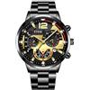Silverora Orologi da uomo Orologi Luminosi Uomo: TRE Occhi Decorazione Grande Quadrante Analogici Orologi al Quarzo Affari Orologi da Polso Rimovibili, oro nero, Bracciale