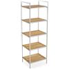 VERSA Willow Mobile Bagno, Mobiletto Bagno Salvaspazio, Mobiletti, Scaffalatura organizzativa a 5 Ripiani, Misure (A x L x l) 120 x 32,5 x 39 cm, bambù e Metallo, Colore Bianco