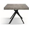 KONTE.DESIGN Tavolo FORTE DEI MARMI in legno, finitura grigio cemento e gambe incrociate in metallo antracite, allungabile 95x90 cm - 145 x 90 cm
