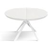 KONTE.DESIGN Tavolo rotondo PANTELLERIA in legno effetto bianco frassinato con gambe incrociate in metallo bianco, allungabile ⌀120 cm - ⌀170 cm