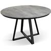 KONTE.DESIGN Tavolo rotondo PANTELLERIA in legno effetto grigio cemento con base a X in metallo antracite, allungabile ⌀120 cm - ⌀170 cm