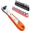 Litoott Set di cacciaviti a cricchetto ad angolo retto 19 in 1, cacciavite magnetico ad angolo retto a basso profilo, set di punte di sicurezza a 90 gradi, in acciaio per cuscinetti, mini chiave a cricchetto