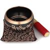 Zap Impex ® - Campana tibetana per meditazione, con scritta Om Mani, con cuscino, grande 10 cm, colore nero